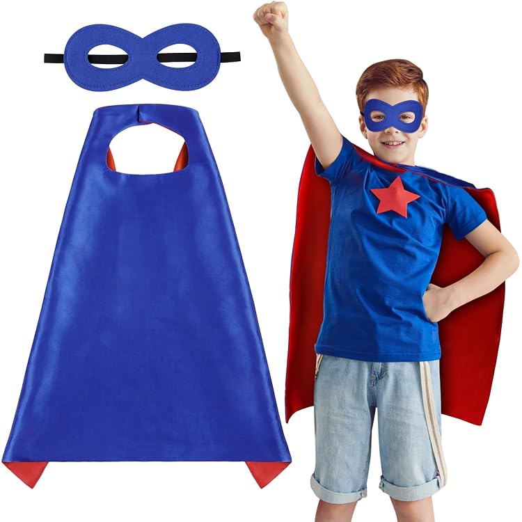 Capes De Super-héros Vierges + Masques Pour Enfants - DIY, Satin Rouge/bleu, Fêtes Costumées