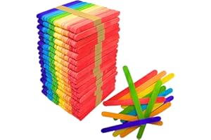 KIDS B CRAFTY Coloured Lollipop Sticks, 1000 Lolly Sticks, Craft Sticks, Lolly pop Sticks, Red, Green, Yellow, Purple, Blue and Orange 6 Colours Art