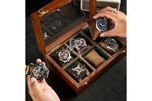 Royal Craft Expertise – Boîte à montres en bois personnalisée pour homme et femme | Coffret en palissandre fait main avec couvercle en verre | Noël, Saint-Valentin, Fête des Pères