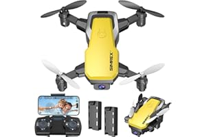 SIMREX X300C Mini Drone with Camera 720P HD, RC Quadcopter Foldable, Altitude Hold, 3D Flip, Headless Mode, Gravity Control and 2 Batteries, Gifts for Kids, Adults, Beginner，Yellow