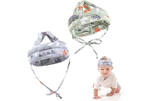 shallyong Baby Helm, 2 Stück Kopfschutz Baby, Verstellbarer Anti-Kollision Kopfschutzmütze, Schutzhut Baumwolle Hut für 5 bis 24 Monate Baby Laufen Lernen und Spielen
