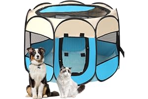 Lighterday Cucciolo Portatile che Corre,Box per Cane da Corsa Stabile Guscio Gatto Pieghevole,Cane Elastico in Tessuto Oxford Impermeabile,Cane Gabbia Per Gatto,Cane,Caneconiglio(Bianco Blu,S,8)