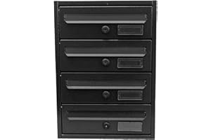 1000brico Cassetta Postale Condominiale 4 Posti cm 30x17x42 - Modello Modular, Antracite, A Parete, Cassetta Postale