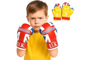 Toyana Kids Boxing Gloves Set for Sparring Punch Bag Practice Pairs, UK Flag Design, Junior Mitts Training Boxing Gloves for Kickboxing, Muay Thai, Punching Workout Fitness Sports Gift for Boys Girls