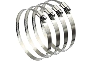 EESTECK 5" Large Hose Clips Adjustable 304 Stainless Steel Duct Clamps Hose Pipe Clamps Air Ducting Clamp Worm Drive Hose Clamps (4Pcs, 118mm-140mm)