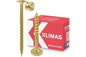 KLIMAS Torx träskruvar - TX gula skruvar - platta huvudskruvar - 6 x 80 mm - 100 stycken