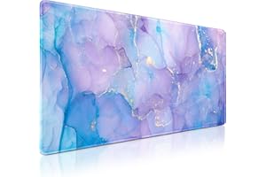 Acezeek Gaming Mouse Pad,35.4x15.7in Large Mouse Mat,Non-Slip Desk Pad/Mat,Easy to Clean,Keyboard Pad with Waterproof for Home Office Work Game-Purple Blue Marble
