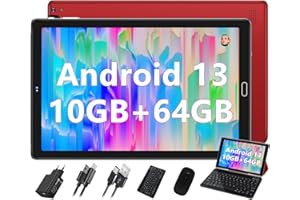 ‎GOODTEL GOODTEL 2024 Neueste Tablet 10 Zoll Android 13 Octa-Cores 10GB RAM+64GB ROM,WiFi 5G, GPS, Bluetooth 5.0, Google GMS, Type-C, OTG, 6000 mAh, 8MP+5MP, Tablet PC mit Hülle, Tastatur, Maus - Rot