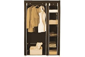HUOLE Armoire Portable, Armoire Pliable Placard Pliable Organisateur De Rangement De Vêtements Armoire De Rangement Armoire Armoire (110 * 45 * 178cm (Marron))