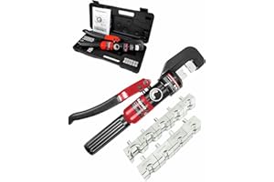 AMZCNC 8 Tons Hydraulische Presszange Crimpzange 4-70 mm² Zange Kabelschuhzange with 9 Pairs of Dies (Crimpzange(4-70mm²))