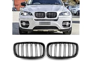 YIUBCZOQI E70 Parrilla Delantera para BMW Serie X5 E70 X6 E71 Serie X5 X6 Rejilla Negra E71 Doble Rejilla De Riñón 2006-2013