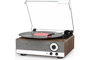 RETROLIFE Giradischi Bluetooth 7 in 1 con Altoparlanti Stereo Incorporati, Supporto Radio AM/FM, Giradischi a Cinghia a 3 Velocità con Controllo dell'intonazione e Uscita di Linea RCA e Arresto Automatico