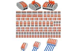 BAOSROY Conectores de Cable,100pcs Conectores Cable Compacto,Conectore Bloque Terminal Cables,Connection Terminals con Palanca de Accionamiento,Bloques Conexión Eléctrica
