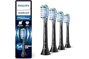 ‎PHILIPS Philips Sonicare C3 Premium Plaque Defense, Original Ersatzbürstenköpfe, Schwarz, 4er-Pack, HX9044/88