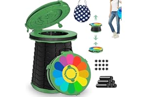 ALEVMOOM 2023 XXL Inodoro portátil actualizado para Acampar Inodoro de Viaje liviano con Asiento Inodoro Plegable retráctil para Acampar para Adultos Pesca Senderismo Atascos de tráfico