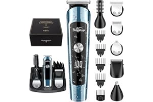 ‎BRIGHTUP Brightup Barttrimmer Herren, IPX7 Wasserdicht, Haarschneidemaschine für Gesicht, Körper, Schnurrbart, Nasenhaare, inklusive Elektrischem Rasierer und Geschenkbox, FK-8788T