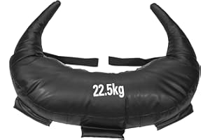GORILLA SPORTS® Sac de Sable Bulgare - Poids de 5kg, 8kg, 12kg, 17kg et 22,5kg, 5 Boucles, en Cuir Synthétique, Noir - Sac de Puissance, Musculation, Sandbag, Entraînement de Force, Fitness, Boxe, Gym