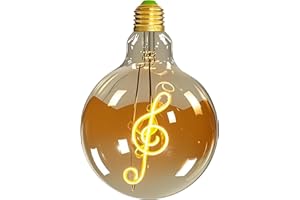 Tianfan Bombillas LED vintage Big Globe G125 4W 220/240V Alfabetos Especialidad Bombilla Decorativa Super Amarillo Cálido (Música)