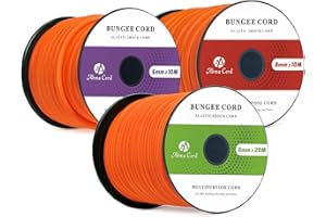 Abma Cord Corda Elastica 8mm 10M Corda di Gomma Cavo Elastico Marino per Teloni, Tende e Bagagli - Arancia