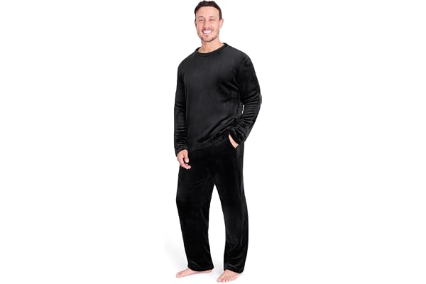 CityComfort Pyjamasset för män, supermjuk fleece, 2-delad pyjamas, myskläder, nattkläder, gåvor för män
