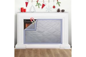 CADARA Magnetic Fireplace Draft Cover, Fireplace Blocker Blanket for Insulation, Indoor Fireplace Draft Stopper for Heat Loss Grey 39" W x 32" H