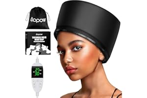 ‎AOPOW Heizhaube für Haare Dampf Pflege - Haardampfer für natürliches Haar, Thermo-Dampfkappe für den Heimgebrauch für schwarzes Haar, Tiefenpflegespülung mit 9-Gang-Zeiteinstellungen, Schnellheizkappen