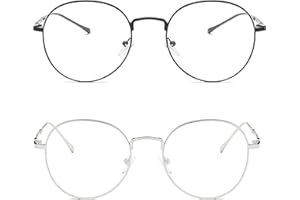 Flydo Gafas Luz Azul Mujer Gafas para Pantallas de Ordenador anti Luz Azul Gafas Gaming Redondo Metal Ordenador