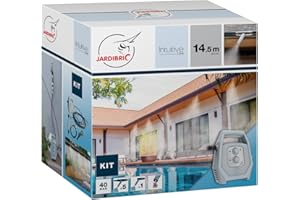 Jardibric - Kit de Brumisation KPBRU20 - Brumisateur - Pompe Programmable Jusqu'à 40 Bars, 14.5m, 7 Buses Anti-Goutte et Filtre Anti-Calcaire Inclus - Rafraîchissez Efficacement l'Air