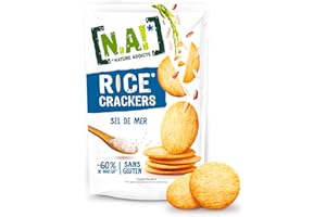 N.A! Nature Addicts - Rice Crackers Sel de Mer - 12 Sachets de 85 gr-Crackers Fins de Riz, Légers et Craquants - 60% de Matières Grasses en Moins que les Biscuits et Chips Apéritifs du Marché -