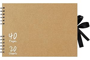 Vienrose Album Photo 29x21,5 cm, Album Scrapbooking DIY avec 40 Pages Papier Kraft Noir Épais, Album Photo Vierge pour Mariage, Bébé, Famille, Livre Scrapbooking Personnalisable, Kaki