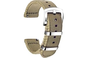 ULLCHRO Nylonowy pasek do zegarka, zapasowy płócienny pasek do zegarka, wojskowy, wojskowy, męski, damski, 18 mm, 20 mm, 22 mm, 24 mm, bransoletka do zegarka ze srebrną klamrą ze stali nierdzewnej