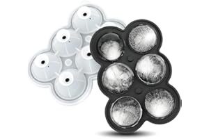 Ghiaccio Stampo 2 Pezzi, Hocimit Stampo Ghiaccio Rotondo Sfera con Coperchio Senza BPA, 5CM Cubetti Ghiaccio, Grande Sfere Ghiaccio per Cocktail a Base di Whisky e Bevande Fresche