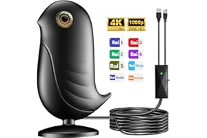 YOWREPU Antenna TV interna Amplificata Potente, Antenna TV Portatile per 4K/1080P Smart TV, Antenna Digitale Terrestre, Antenna TV da interno con Base Magnetica e Cavo da 5m (Nero)