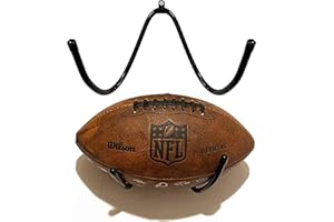 PMSANZAY Football Wall Mount Holder Football Ball Display Storage Rack - Sturdy and Flexible, for all football sizes.Perfect to display a commemorative football and not have large obstructive shelf on wall!