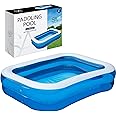 SA Products 2.6M Paddling Pool | Inflatable Swimming Pool with Self-Adhesive Repair Patch | Rectangular Paddling Pool for Kids | Inflatable Pool, Swimming Pools, Paddling Pool for Adults & Kids