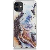 KZY İletişim Apple iPhone 11 ile Uyumlu Kapak Mermer Desenli Pop Socketli Silikon Kılıf - Mor