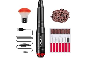 ALLE'S Torno para Uñas,6 en 1 Limas de Uñas Eléctrica,Velocidad Ajustable de 20,000 RPM,Pulidor de Uñas,Kit de Manicura y Pedicura,Torno de Uñas Portátil,Set de Manicura para DIY Salón(Negro)
