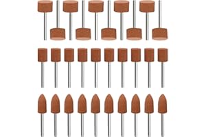 HIOIP Jeu de 30 Meules en Oxyde D'Aluminium Compatible avec Dremel Outil Rotatif Mèches de Ponçage avec Tige de 1/8" pour Polissage Meulage Embout Sculpture Métaux Ébarbage (3 Formes)