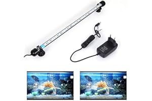 VARMHUS SolarNovo LED Aquarium Illuminazione Subacquea Top Copertura della Luce Impermeabile Lampada per Fish Tank (1.8 * 37cm, Bianco & Blu)