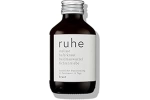 ‎KRUUT Kruut – Ruhe Kräuterauszug bio 150ml – Elixier aus Wildpflanzen Melisse, Baldrianwurzel, Haferkraut, Fichtentriebe – Oxymel Tinktur Kräuterdrink Sirup Kur Genuss zum Einschlafen & Entspannung am Abend