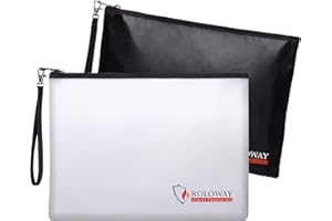 SEKAM Fireproof Document Bag (34 x 24.9 cm), Fireproof Money Bag for Cash, Fireproof Bag for A4 Documents with Zipper & Strap (2-Pack)
