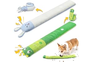 Waldseemüller Paquete de 2 Juguetes para Perros, Juguetes olfateadores, Juguetes chirriantes, Juguetes interactivos con Forma de Conejo y Dinosaurio, Peluches Suaves