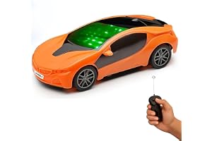 Gooyo GY-6328-11 Hi-Speed Racing Car Toy with 3D Lighting Feature | 3D Lights Famous Remote Control Car Toy for Kids | Orange | 3xAA Battery (Not Included) | Gift Box Packaging