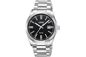 CIVO Montre Homme Acier Inoxydable Analogique Quartz Business Montre Bracelet Homme Etanche Lumineux Mode Cadeau Homme