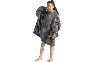Adisputent Sherpa Hoodie Kinder Unisex Übergroße Hoodie Blanket Hoodie Sweatshirt Weich Warm Kapuzenpullover Poncho TV-Decke mit Größer Tasche für Jungen Mädchen