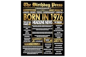Stuff4 Gold 50th Birthday Poster Unframed - Golden Born In 1976 Newspaper - Happy 50 Birthday for Men Women Retro Vintage Gifts Back In 1976, 8x10 Inch Bday Party Decor Decoration