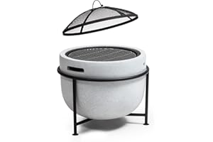 Blumfeldt Feuerschale, Tragbare Feuerstelle Outdoor, Feuerschalen für den Garten, Terrasse & Camping, Feuerschale mit Grillrost & Holzlagerfach, Sichere Stahlschale, Feuerstelle 52 x 46 x 52 cm