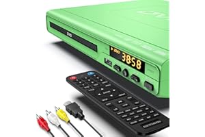 Lecteurs DVD pour TV avec HDMI, Lecteurs DVD Portable Qui Lisent Toutes Les Régions, Lecteur DVD Simple pour Les Personnes âgées, Lecteur CD pour Chaîne Stéréo, Câble HDMI et RCA Inclus - Vert