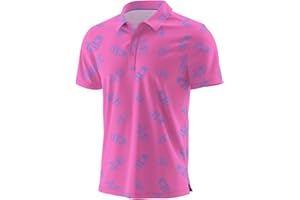 QIXING Summer Mens Golf Polo Shirts Moisture Wicking Printed Short Sleeve Quick Dry Polo T Shirts for Men Casual Golf Tops