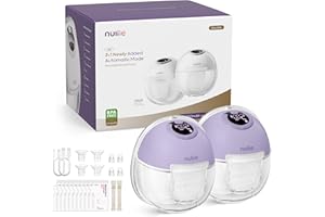 Nuliie Extractor de leche eléctrico manos libres S32, extractores de leche portátiles portátiles portátiles con 4 modos y 9 niveles, brida cómoda de 24 mm, más privado (2 Paquetes, Morado)